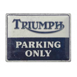 PLAQUE METAL PARKING TRIUMPH BLEU/BLC  29.5X40