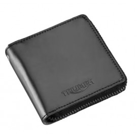 PORTEFEUILLE CARRE A ZIP EN CUIR NOIR